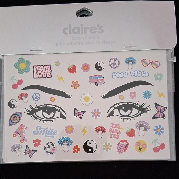 Claire's Accessories - Claire's Vibrant Face Stickers with Peace and Love Motifs